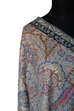 Hand Embroidered Qalamkar Shawl - Paisleys - Zooni Cashmere Originals