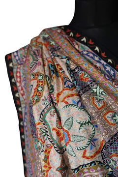 Hand Embroidered Qalamkar Shawl - Fall - Zooni Cashmere Originals