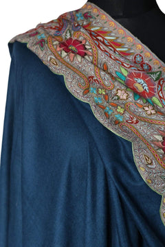 Hand Embroidered Qalamkar Shawl - Zooni Cashmere Originals