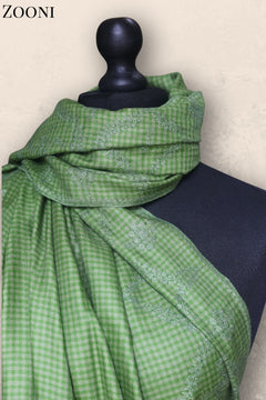 Hand Embroidered Sozni Shawl - Greenish Hues