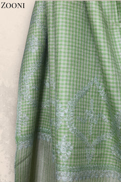 Hand Embroidered Sozni Shawl - Greenish Hues