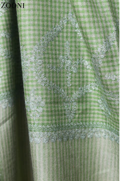 Hand Embroidered Sozni Shawl - Greenish Hues