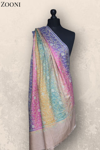 Hand Embroidered Sozni Shawl - Gradient