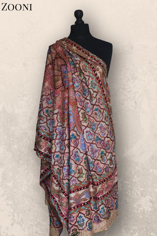 Hand Embroidered Qalamkar Shawl - Geometric