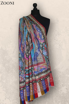 Hand Embroidered Qalamkar Shawl - Paisleys