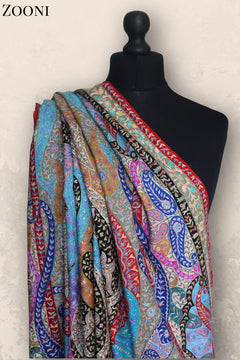 Hand Embroidered Qalamkar Shawl - Paisleys