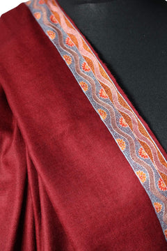 Hand Embroidered Qalamkar Shawl - A Royal Red - Zooni Cashmere Originals