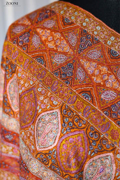 Hand Embroidered Sozni Shawl - Purmattan Jaama - Zooni Cashmere Originals